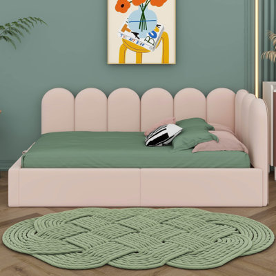 Twin Size Upholstered Daybed With Scallop-Shaped Guardrail And Hydraulic Storage, Velvet Ottoman Sofa Bed, Metal Slatted Frame