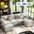 George 6-Piece Upholstered Chenille U Shaped Sectional Sofa with Two Ottomans-1015236817