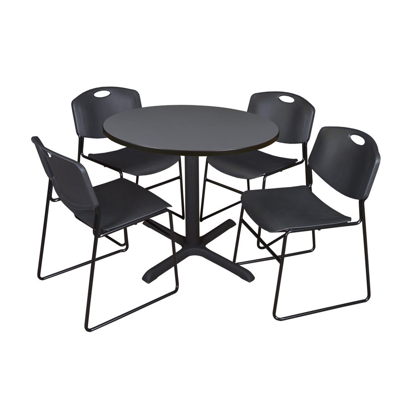 Neyland Cain Dining Table, Noir, H 29 po x l 42 po x P 42 po, Gris