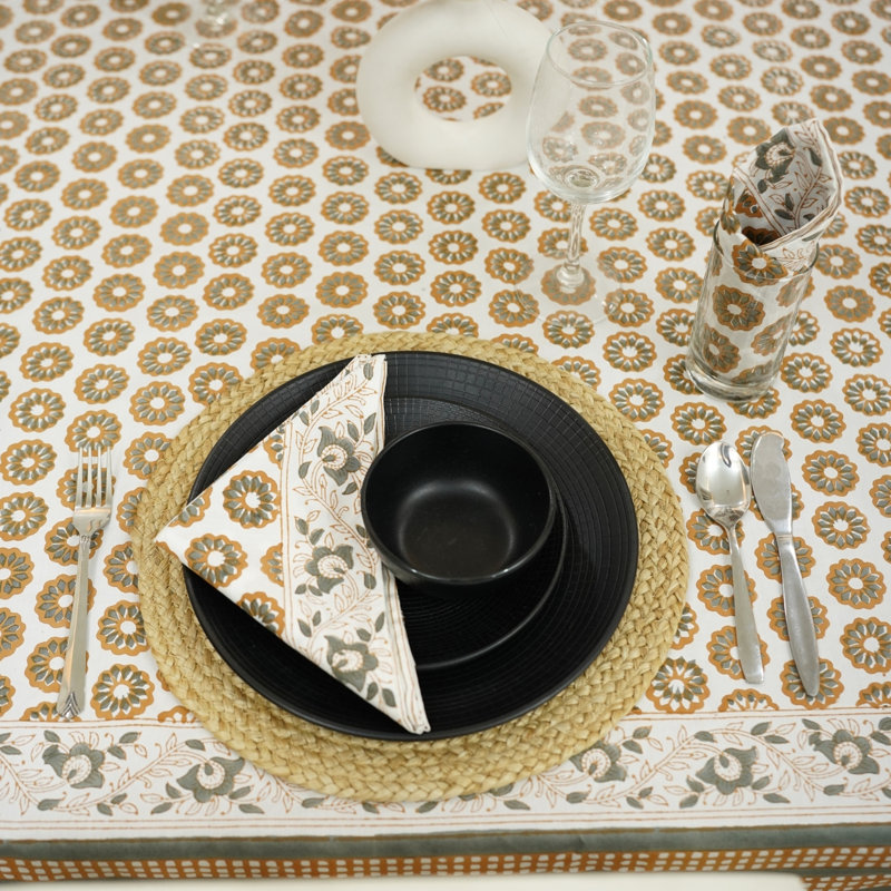 Fabdivine 18X18 Inch Cotton Napkins Set – Eco-Friendly & Elegant Table Décor, Bulbul