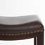2Pcs Backless Bar Stools, Brown Pu, 12.2In, Wooden Construction Stools Two, Bonded Leather Seat, Rubberwood Construction, 29.44 In Height, 19.04