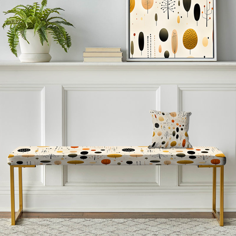 Organic Botanical - Geometric Upholstered Gold Bench