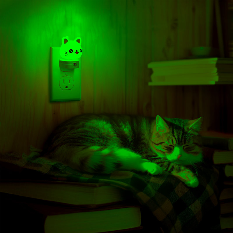 Adorable veilleuse à changement de couleur à thème chat