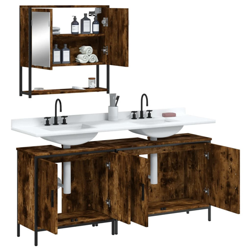 Adannaya Bathroom Furniture Suite, Smoked Oak