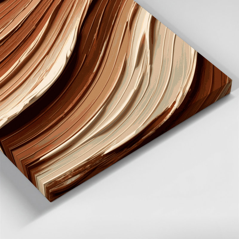 Art mural horizontal sur toile rayée argile crème, H 11 po x l 14 po
