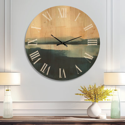 Côte bleue sereine I - Horloge murale ronde en bois océan