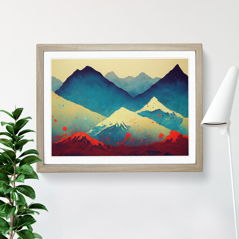 Splendid Painted Mountains - Framed Print, 34cm H x 46cm W x 2cm D, Oak