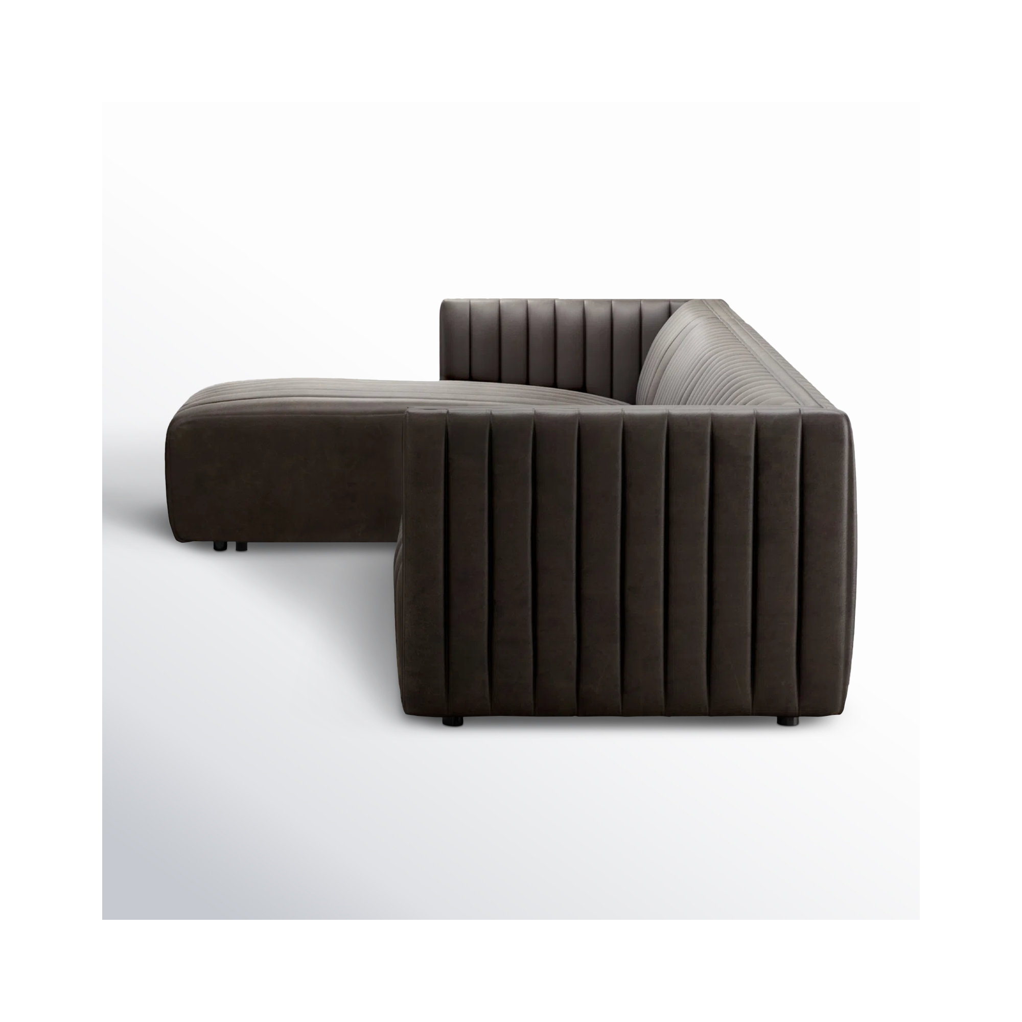 Brandt Upholstered Chaise L-Sectional, 26.5" H x 126" W x 64" D, Deacon Wolf Genuine Leather, Left Hand Facing