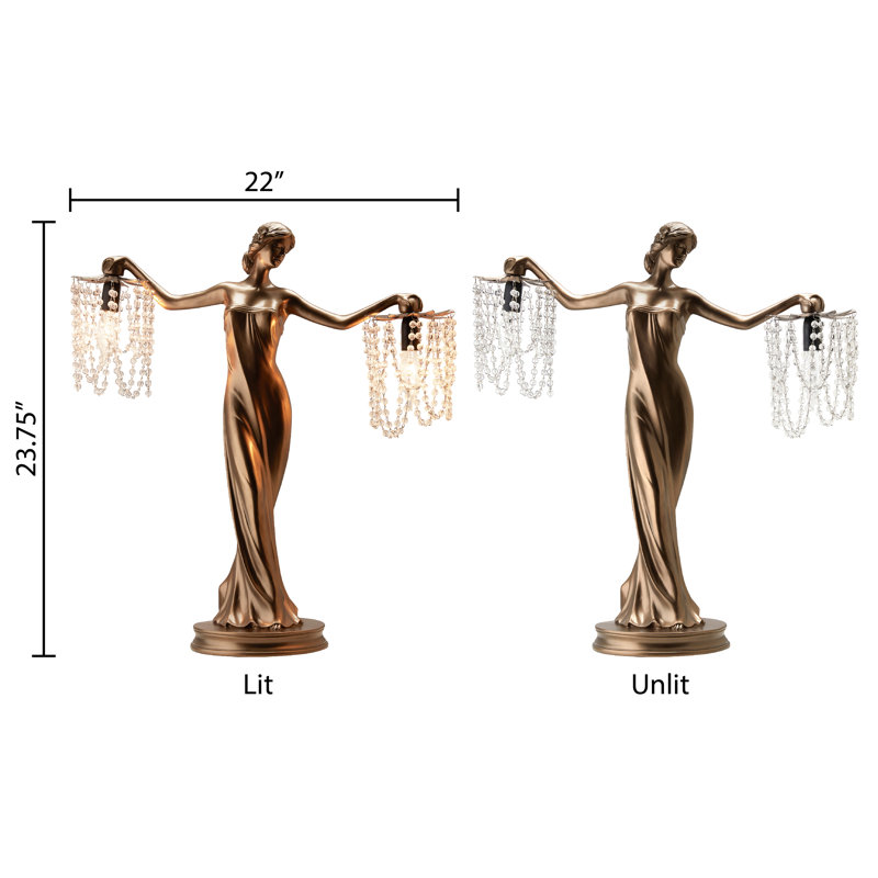 Roine 23.75"H Grecian Goddess Beaded Table Lamp