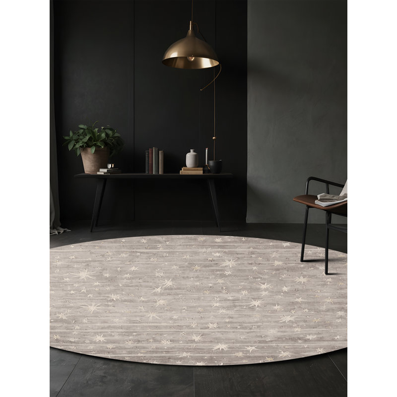 Tapis gris soyeux et moelleux, Rond 6 pi
