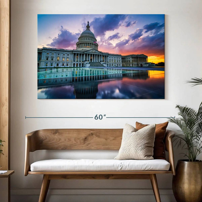 Lilie US Capitol Sunset Reflection, 34" H x 51" W