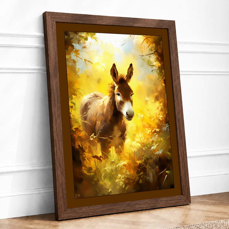 Donkey In Golden Light Boho - Print, A3 - 42.0 x 29.7 cm, Walnut