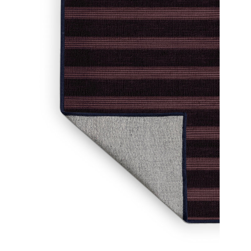 Machine Washable Horizontal Stripes Black Area Rug, Square 6'