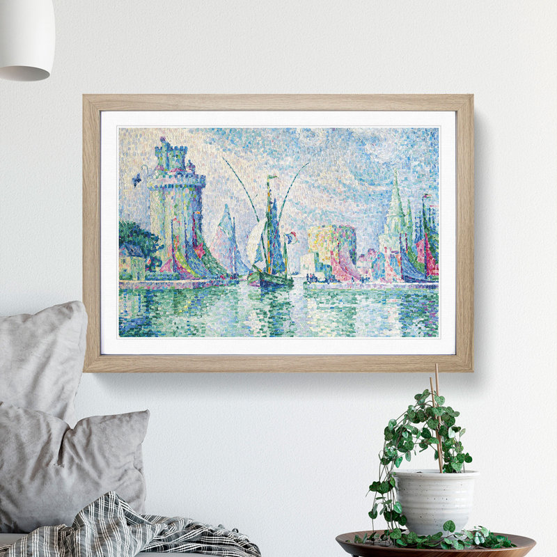 Green Towers Rochelle by Paul Signac - Framed Print, Oak Framed, 36cm H x 48cm W x 2cm D