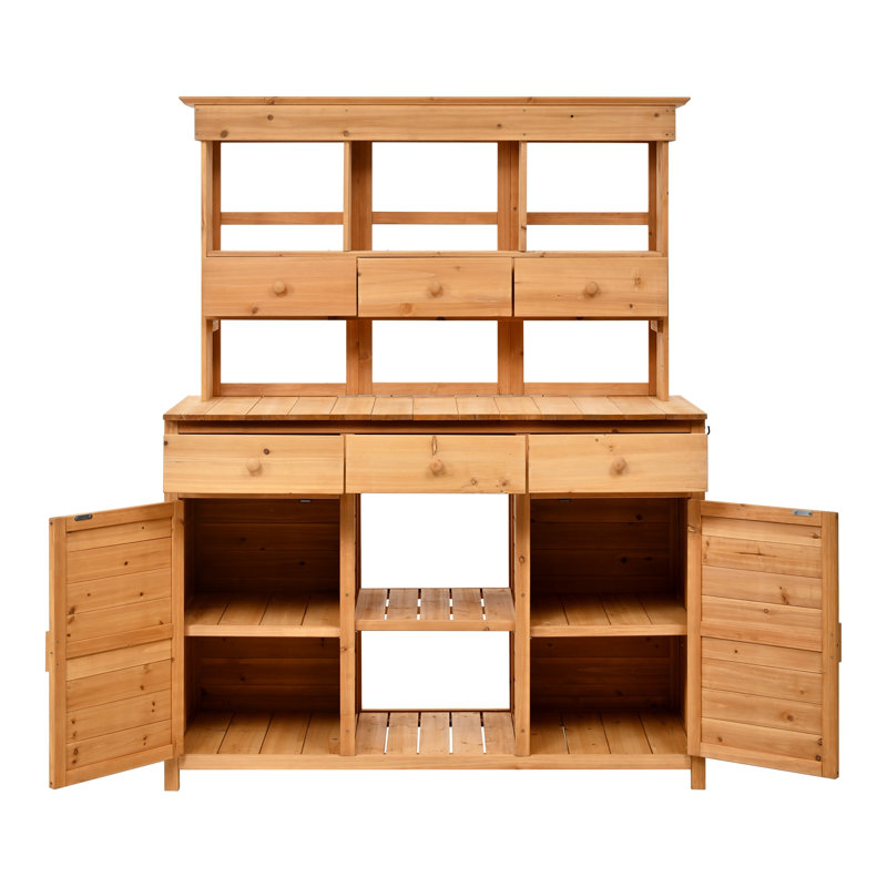 Banc de jardin haut de 65,7 po avec cadre en bois de sapin et structure rustique TopMAX
