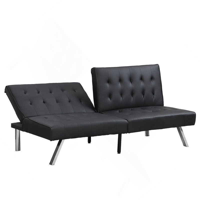 Canapé-lit futon polyvalent avec pieds en acier inoxydable et structure en bois robuste