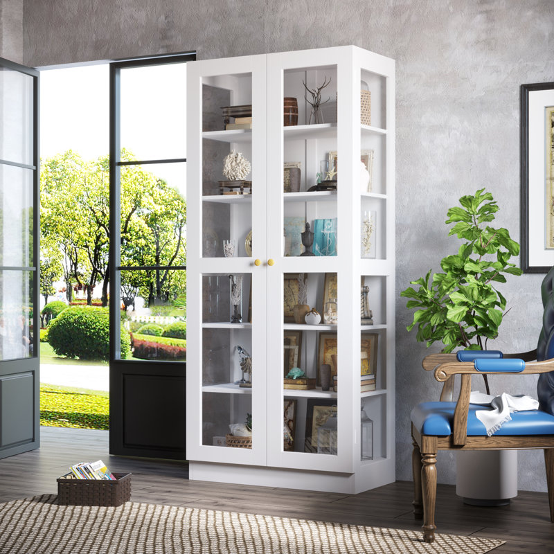 6-Tier Glass Door Display Case Curio Cabinet