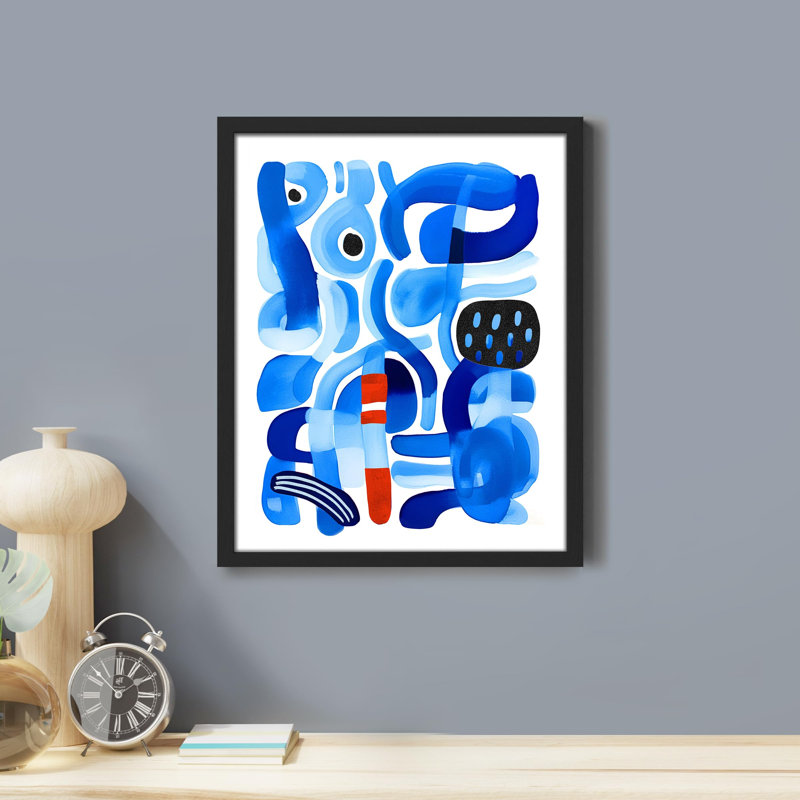 «Blue Geometric Pastel Color Block Abstract Shape Illustration Realism Rustic Nature» sur, H 10 po x l 8 po, Noir
