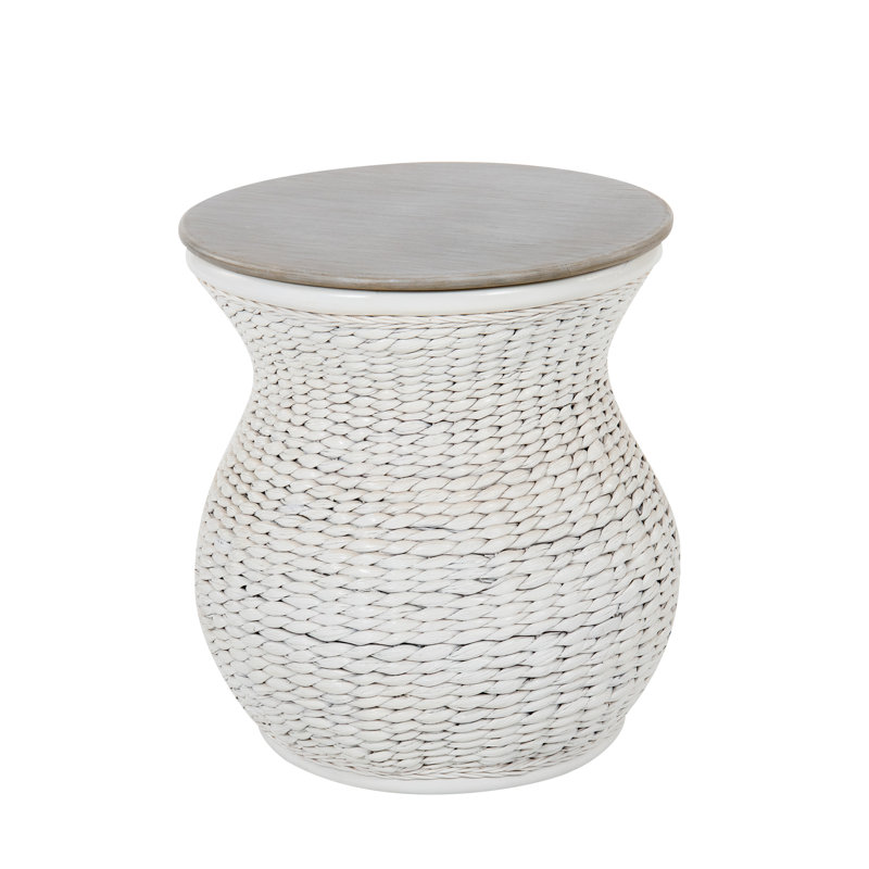 Abdouallah Solid Wood Top End Table, White