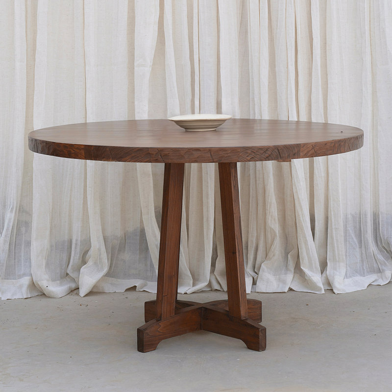 Walnut Round Sintered Stone Dining table, 29.53"H x 39.37"L x 39.37"W