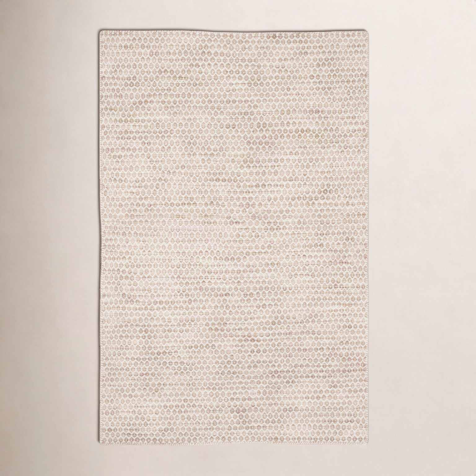 Midford Beige Hand-Woven Geometric Wool Rug, Rectangle 5' x 8'