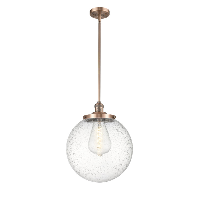 Luminaire suspendu simple à 1 lumière Frederick, Cuivre antique, Grainé