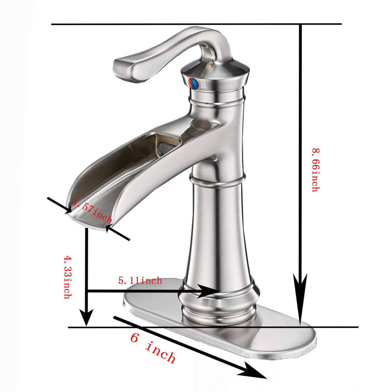 Bain à fixation sur plateau pour robinet de salle de bain à poignée simple chrome en chrome dfi, Nickel brossé
