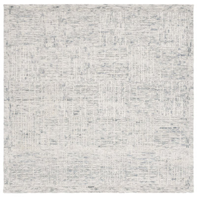Westhoughton Abstract Hand Tufted Wool Cotton Geometric Rug in Light Blue/Ivory
