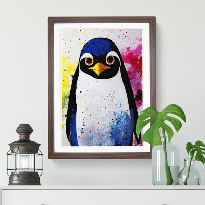 XV1022-3233X Paint Splash Penguin No.1 1 Piece Single Picture Frame Wall Art