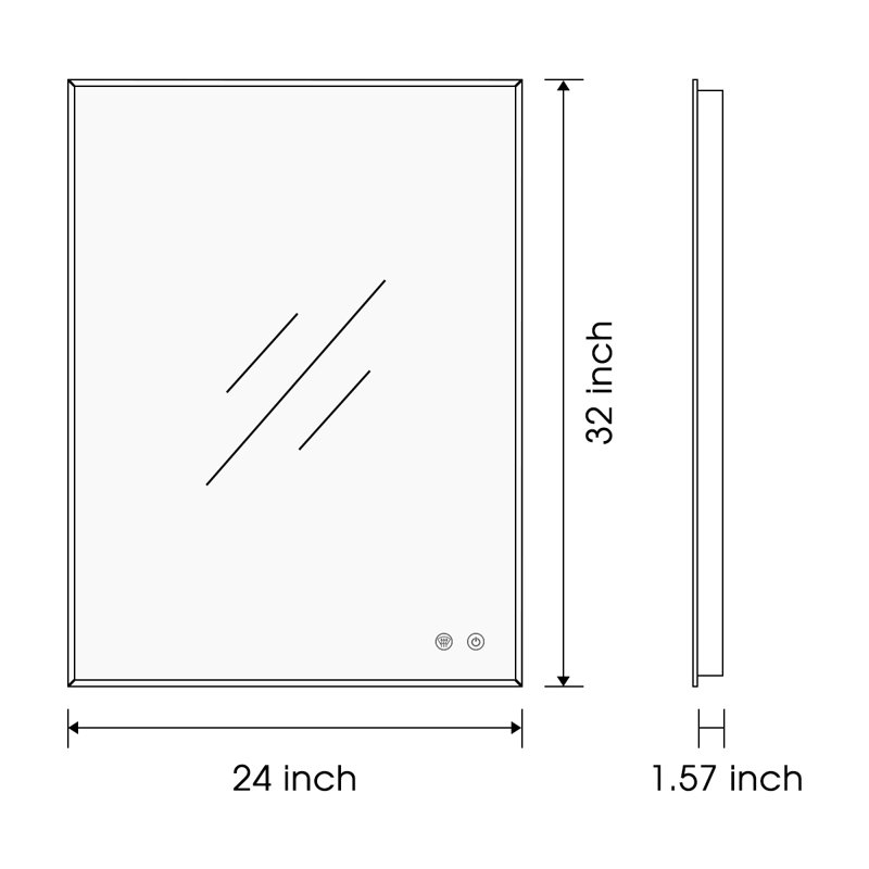 Devonnte Rectangle LED Wall Mirror, Dimmable Vanity Lighted Mirror, Backlit, 24“ x 32”