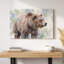 Tableau sur toile représentant un ours, reproduction historique de style pictural pour salon, bureau ou chambre d'étudiant.-1023950166