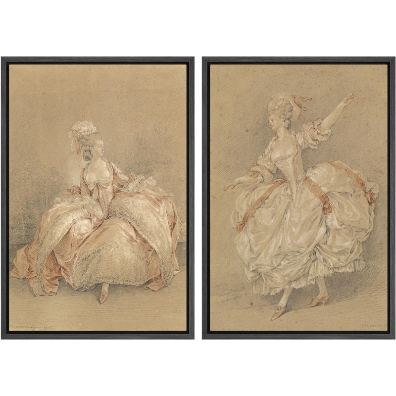 " Baroque Elegance Classic Fashion Illustrations Nature Wilderness Illustrations Decor " 2 - Pieces, 24" H x 16" W, White