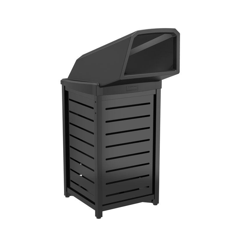 Suncast 33.96 in. W x 22.91 in. D Steel Commercial Trash Can with Chute Lid for Outdoor Waste, Made in the USA