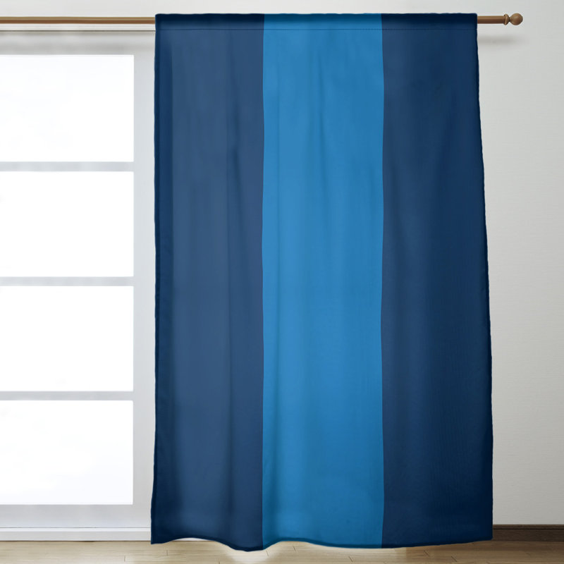 Striped Room Darkening Rod Pocket Single Curtain Panel, Pittsburgh Baseball Navy/Blue
