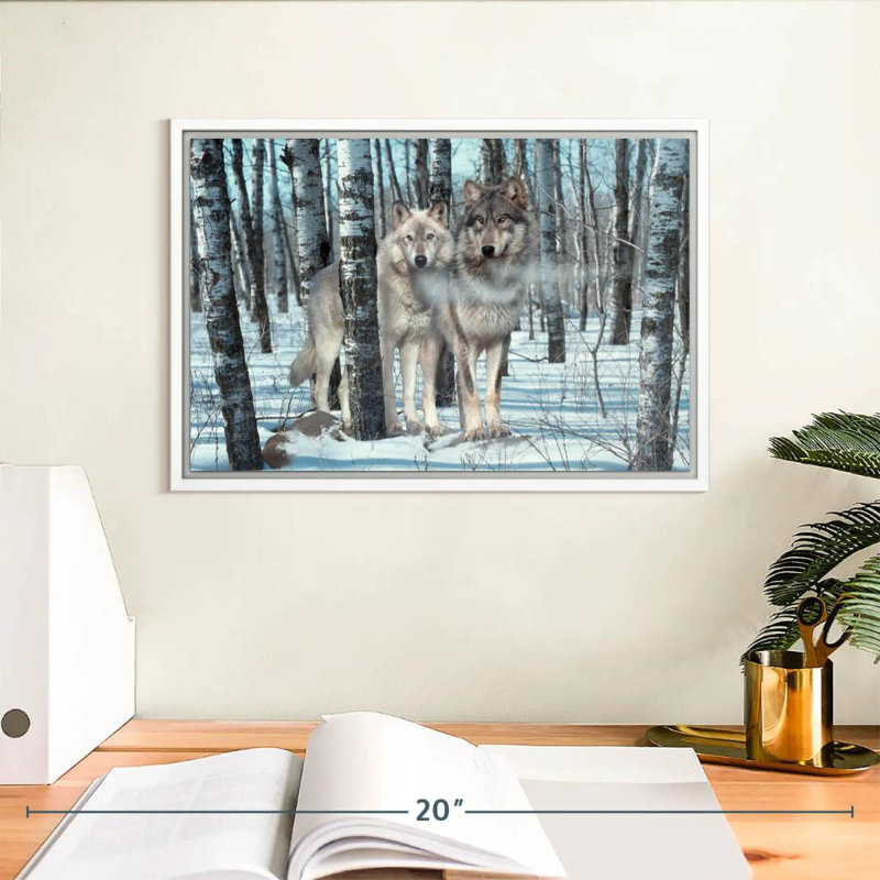 Ombres de neige, Cadre flottant blanc, 13 po x 9 po