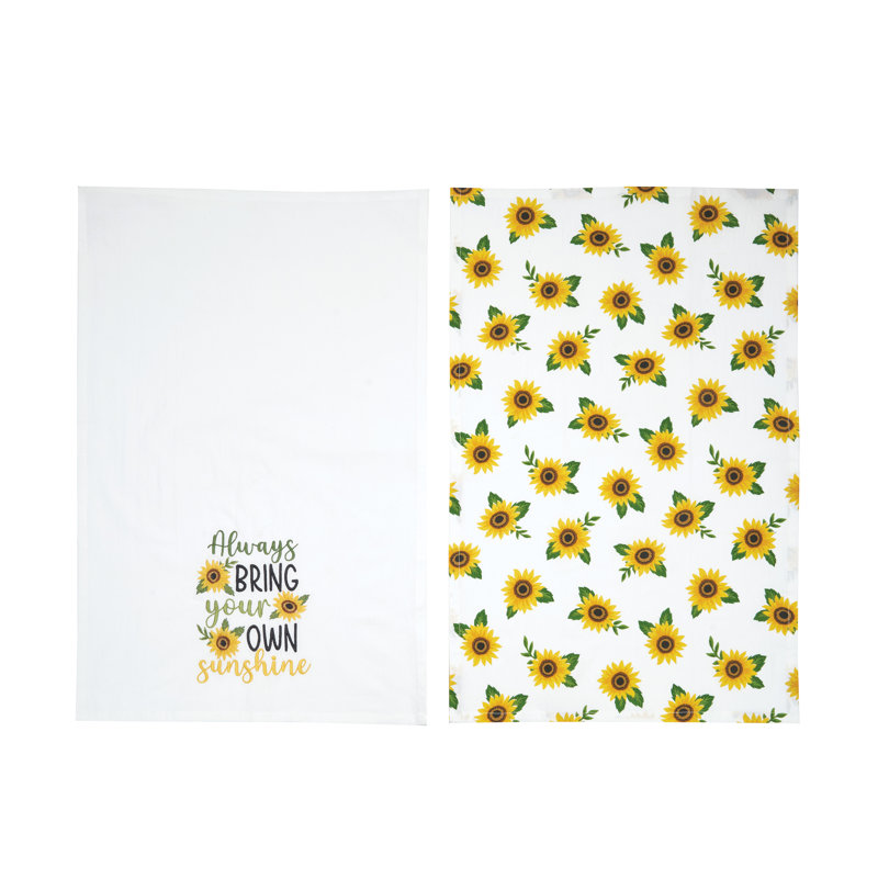 Sunshine Sunflower Cotton Kitchen Towel Set of 2