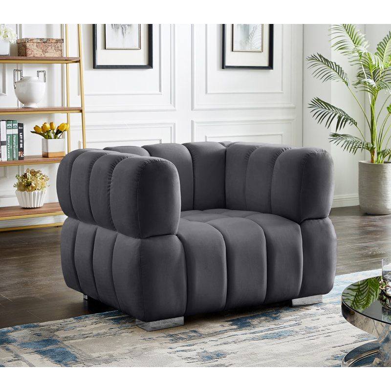 Fauteuil Carlan, Velours gris