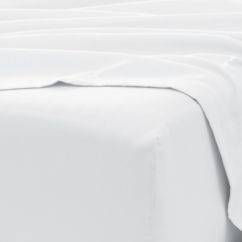 Ensemble de draps en microfibre Sateen, Blanc neige, Ensemble de draps pour grand lit + un drap-housse 