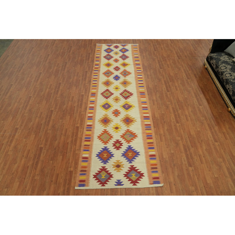 Geometric Wool Kilim Oriental Runner Rug 5x16