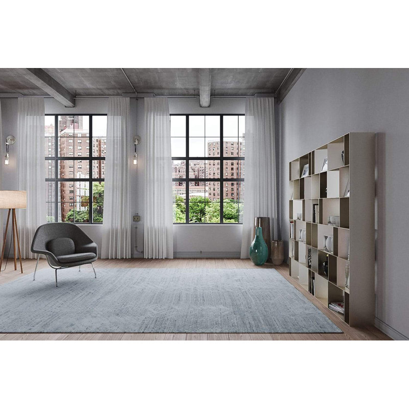 Papyrus Glacier Abstract Area Rug in Blue/Gray/Neutral, Rectangle 10' x 14'