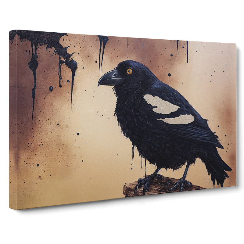 Heartwarming Raven Bird - Wrapped Canvas, 50cm H x 76cm W x 3cm D