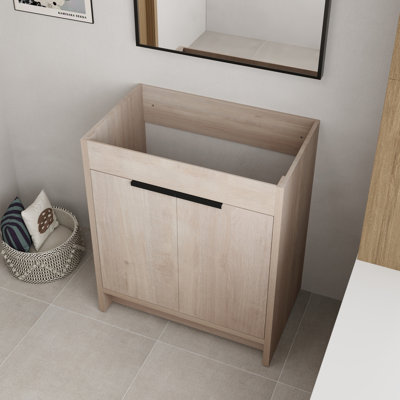 30" Freestanding Bathroom Vanity Base With 2 Doors And 1 Adjustable Shelf
