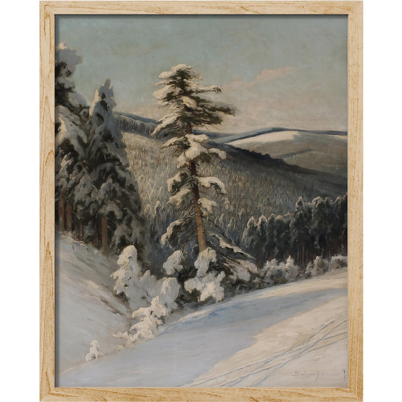 «Pin recouvert de neige» sur papier, H 10 po x l 8 po, Naturel