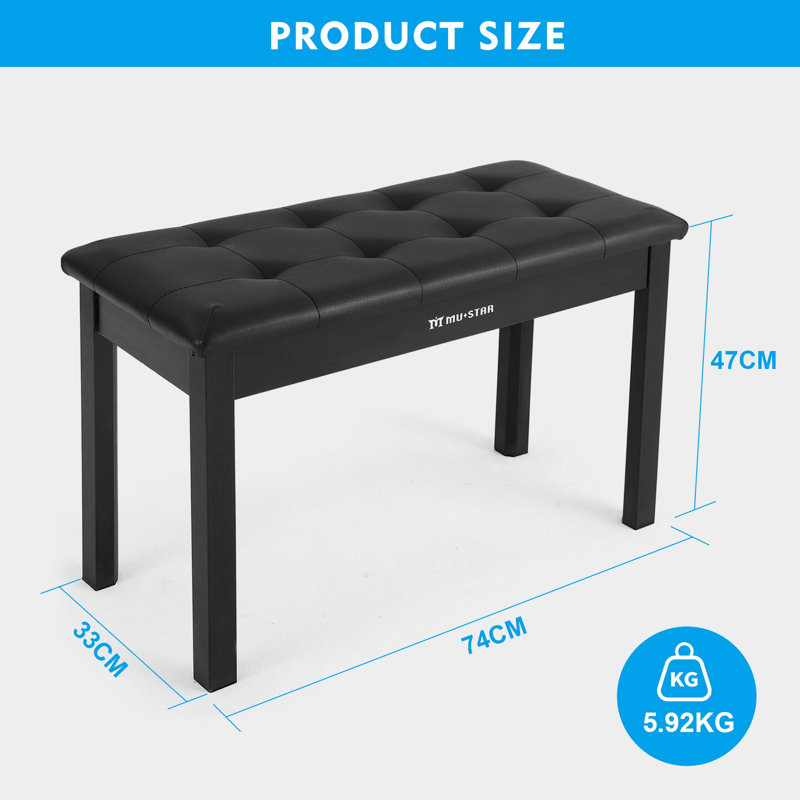 Faux Leather Upholstered Storage Bench, Black