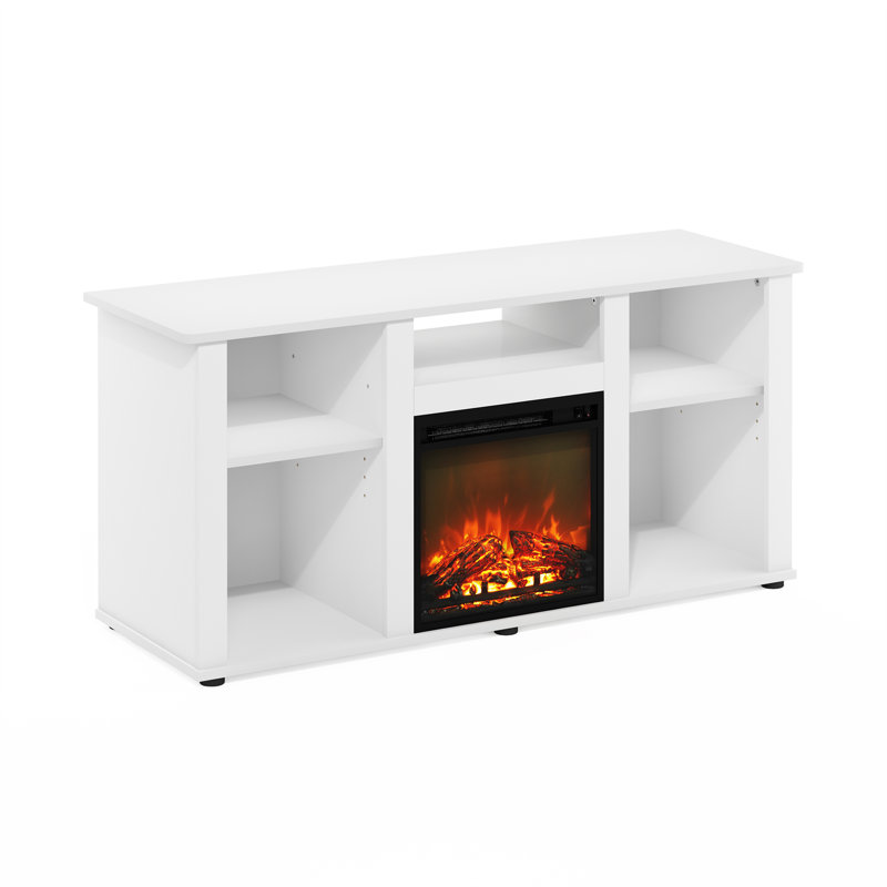 Solid White 47'' Media Console with Electric Fireplace