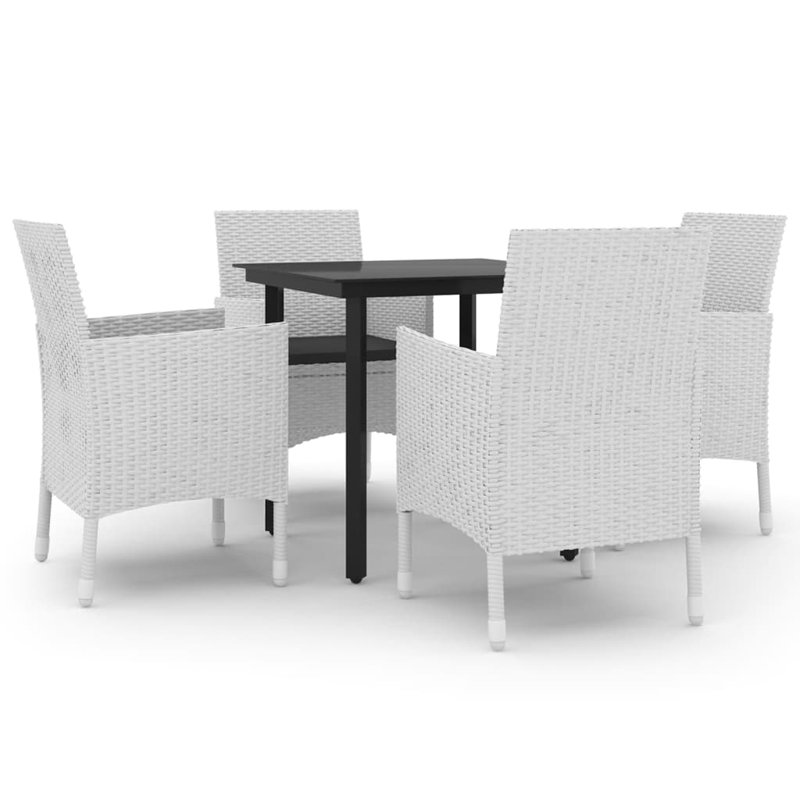 Ensemble de salle à manger rectangulaire pour 6 personnes avec coussins Nikai, Blanc/Noir, 4