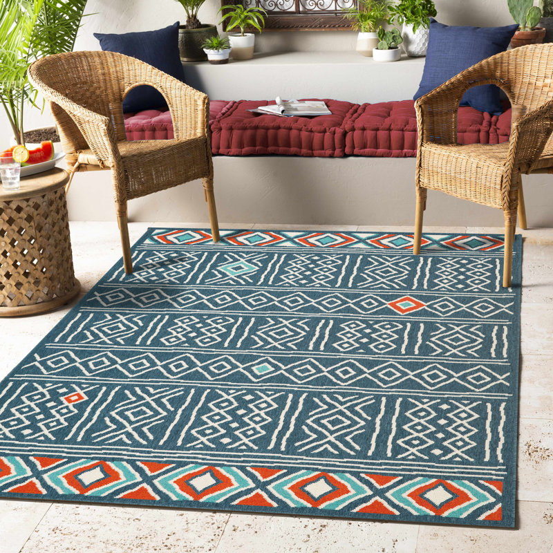 Tribu Bohemian Geometric Indoor/Outdoor Performance Area Rug, Rectangle 8' x 9'9"