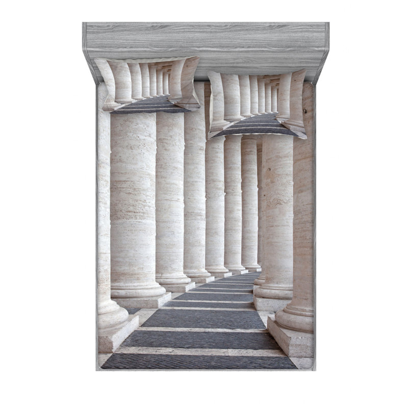 Ensemble de draps à colonnes romaines, Ensemble de draps pour lit double avec 2 taies d'o