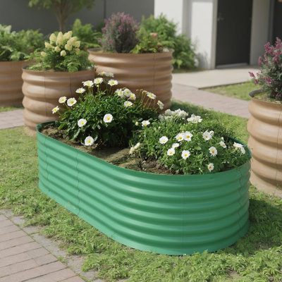 Lit de jardin surélevé en métal galvanisé 4/6 pi, grand bac à fleurs de 24 po pour légumes et fleurs