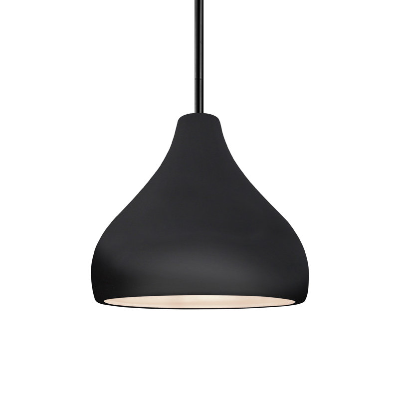 Luminaire suspendu à 1 lumière Meydan, H 7,25 po x l 8 po x P 8 po, Noir lustré, Noir mat